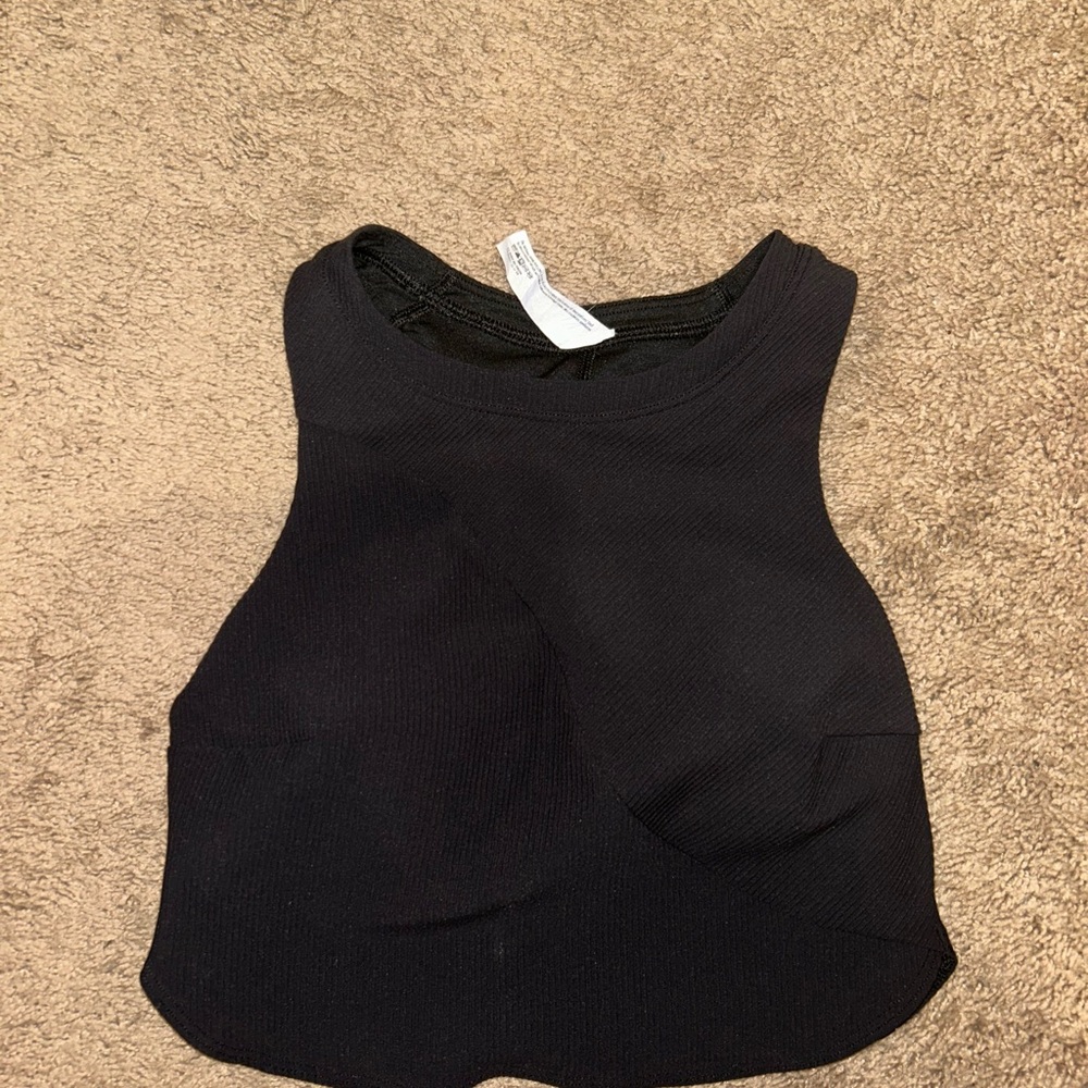 Lululemon black asymmetrical cropped tank top